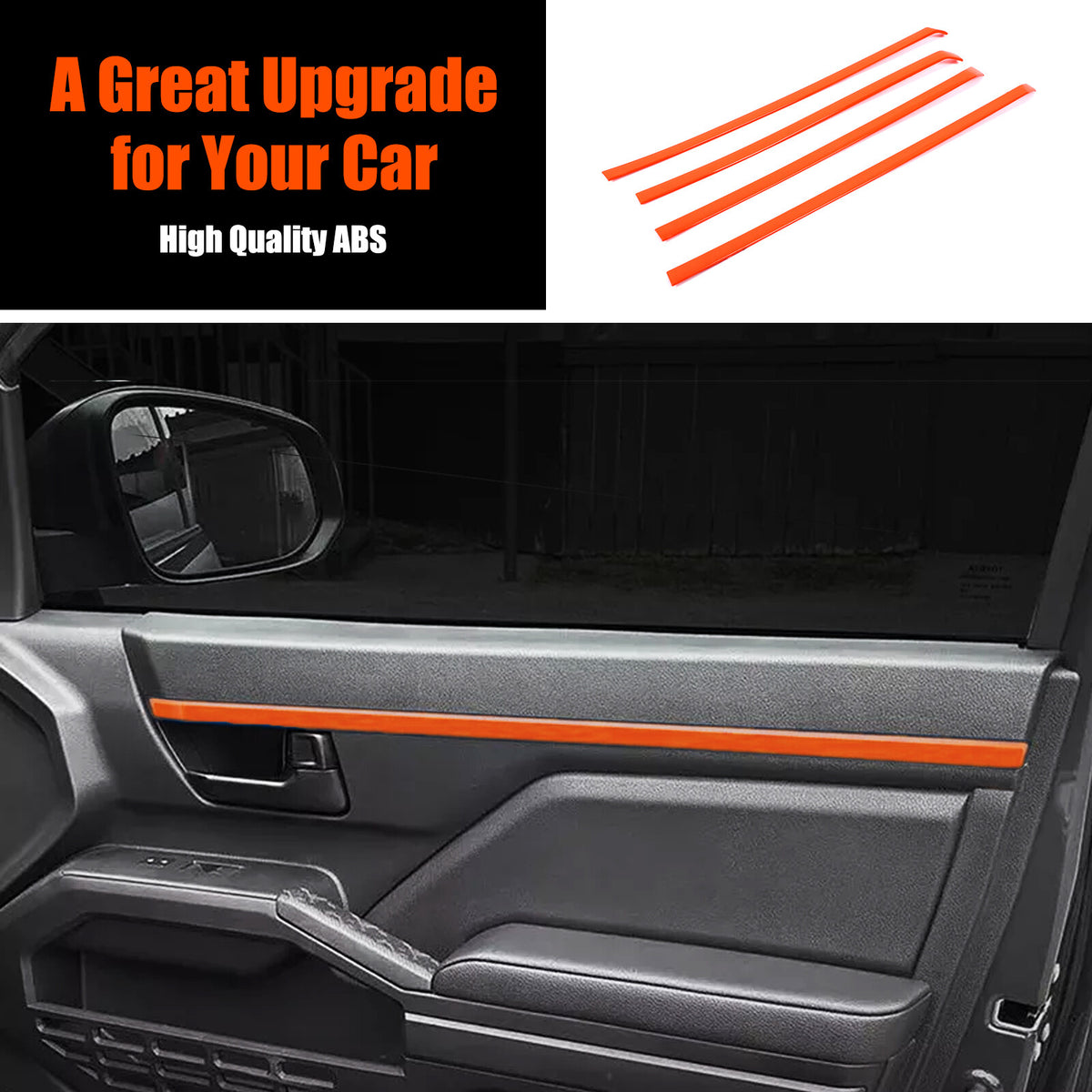 Orange ABS Interior Inner Door Panel Trim Strip For Toyota Tacoma 2024+ 8