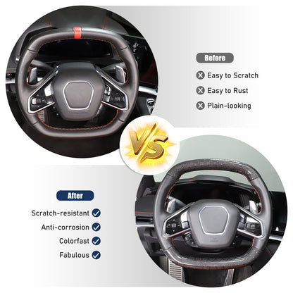 Real Honeycomb Carbon Fiber Steering Wheel Top Handle Cover Trim For C8 Corvette 10