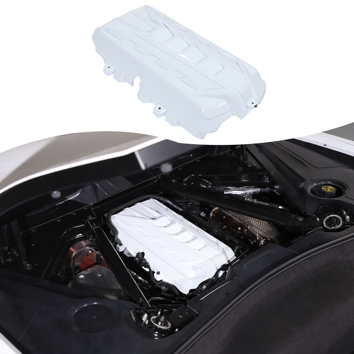 ABS White Engine hood panel Trim Cover For Corvette C8 2020-26 2