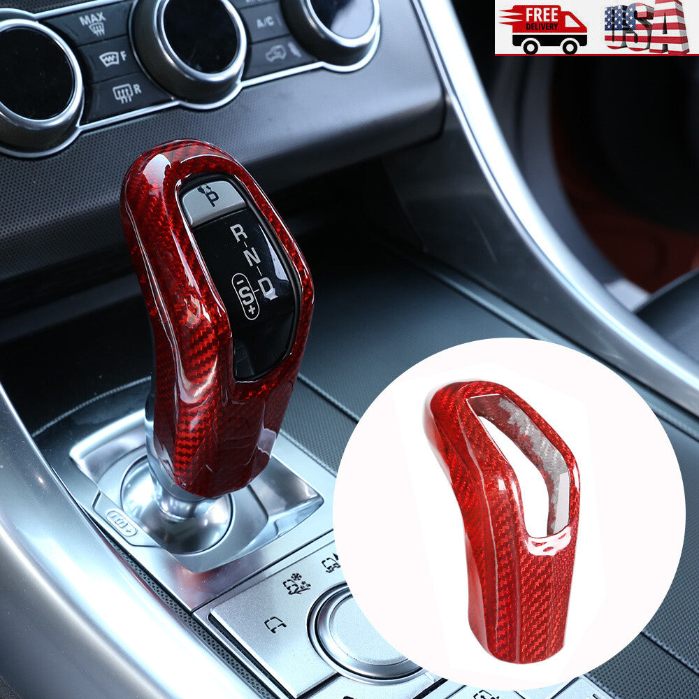 Red Carbon Fiber Gear Shift Knob Cover for LR Range Rover Sport & Jaguar E-PACE 1