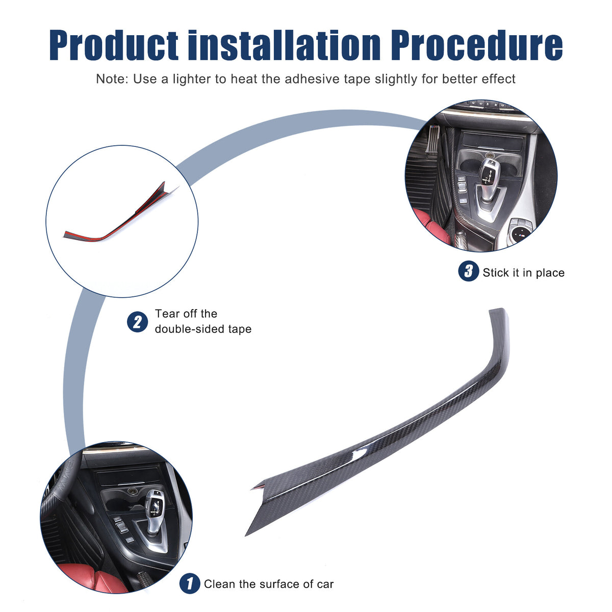 Real Carbon Fiber Gear Shift Side Trim L Strip For BMW 2 Series F22 F23 2014-19 21