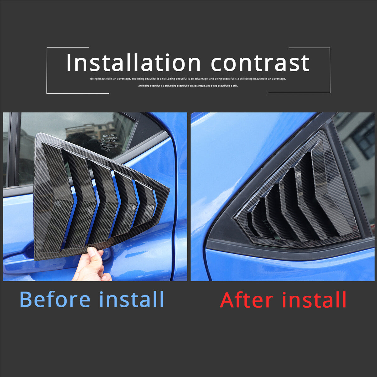 ABS Carbon Fiber Rear Window Louvers Shutter Blinds Trim For Subaru WRX VB 22-24 11