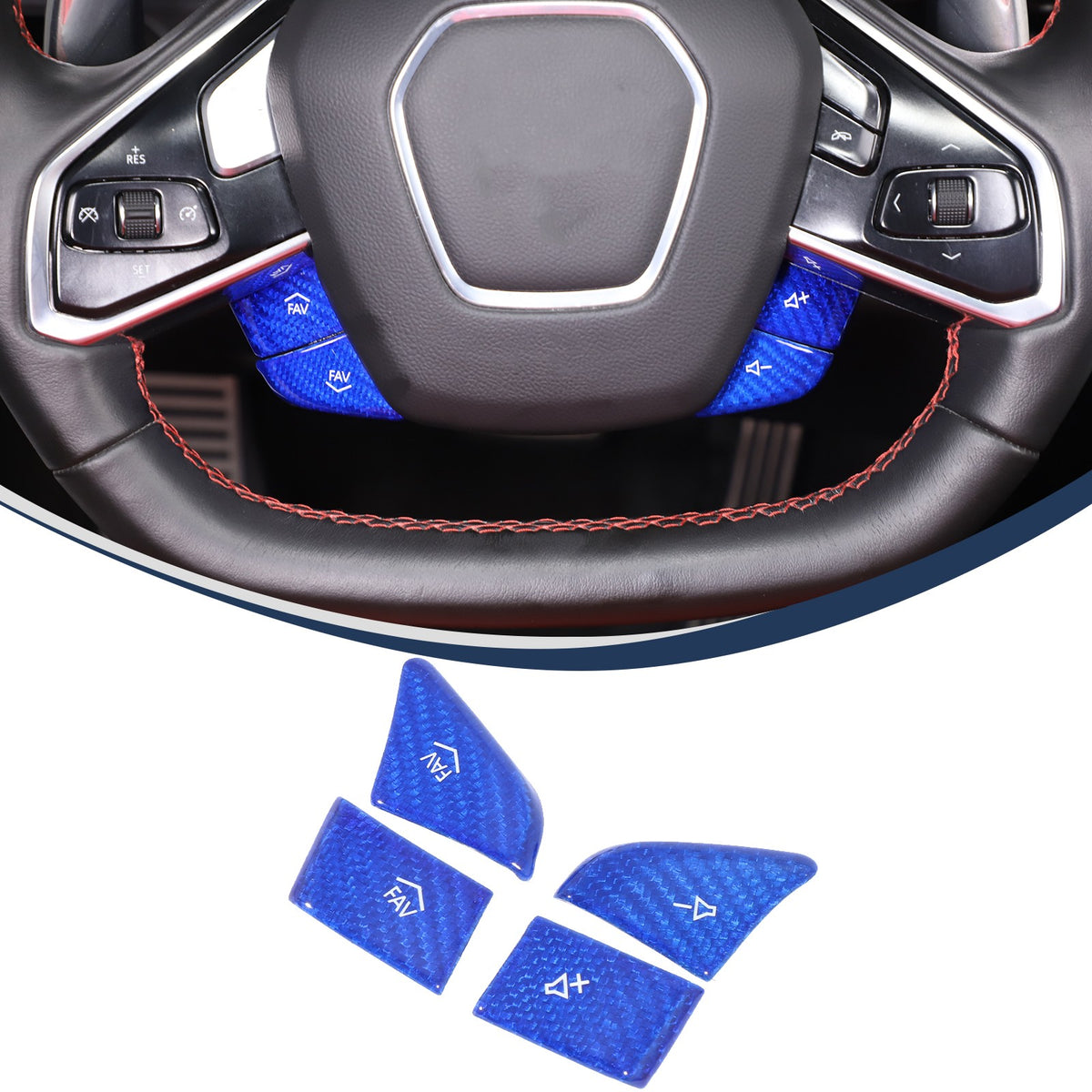 Blue Real Carbon Fiber Full Interior Set Decor Trim Kit for Corvette C8 20-25 - Variants 21-25 44