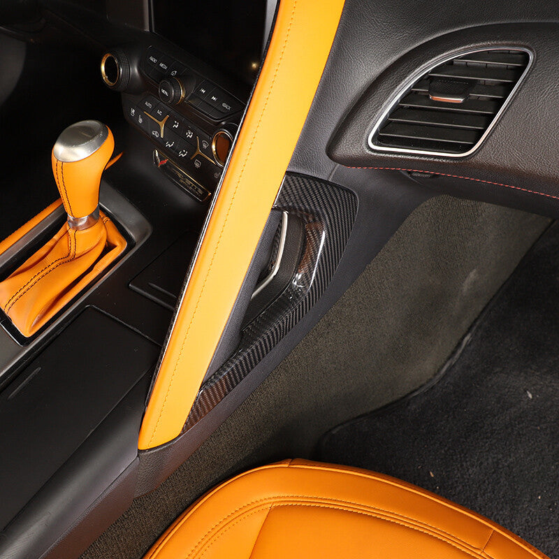 Dry Carbon Fiber Co-pilot center Grab Handle Cover Trim For Corvette C7 2014-19 12