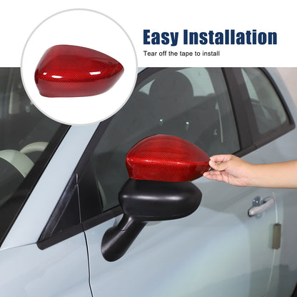 Red Carbon Fiber Exterior Side Rear Mirror Trim For Fiat 500 Abarth 595 2010+ US 13