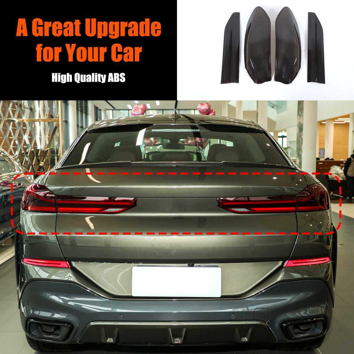 Smoked Rear Tail Light Guard Decor Cover Trim Bezels For BMW X6 G06 2020-2026 2