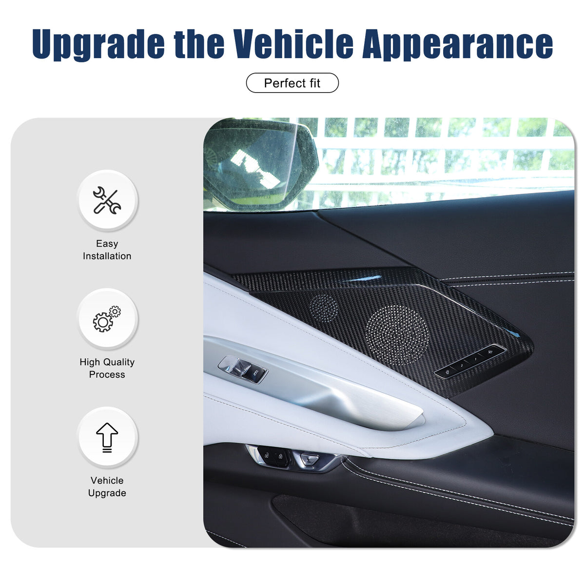 Real Carbon Door Speaker Cover Trim For Corvette C8 Z51 Z06 Coupe 2LT 3LT 20+ US 13