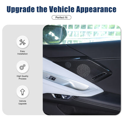 Real Carbon Door Speaker Cover Trim For Corvette C8 Z51 Z06 Coupe 2LT 3LT 20+ US 13