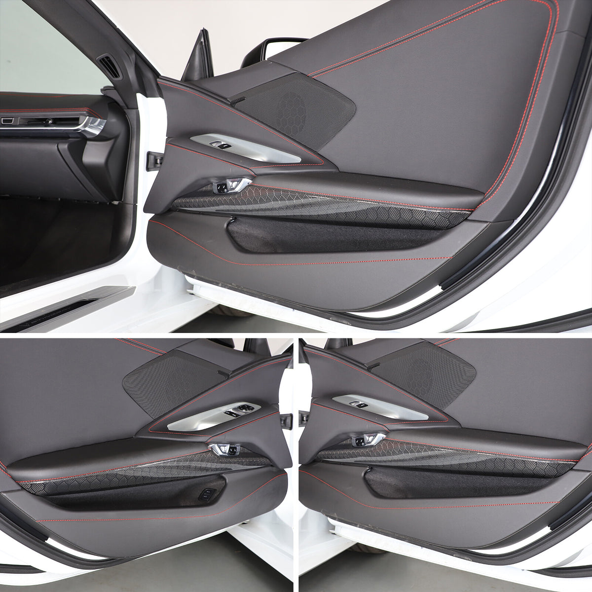 Real Honeycomb Carbon Fiber Interior Inner Door Panel Cover Trim for Corvette C8 16