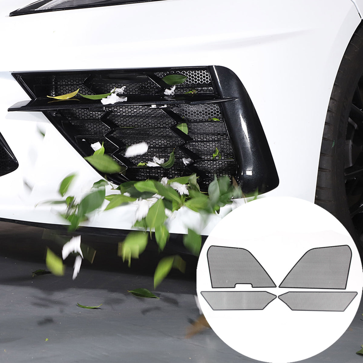 Front Grill Guard Side Vent Intake Mesh Grille Insert For Corvette C8 2020-26 5