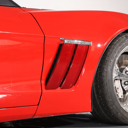 Red Real Carbon Fiber Side Fender Vents Panel Trim Kit For Corvette C6 2005-2013 10