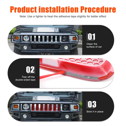 Sport Red ABS Front Grille Anti-Insect Bug Screen Trim For Hummer H2 2003-2009 3