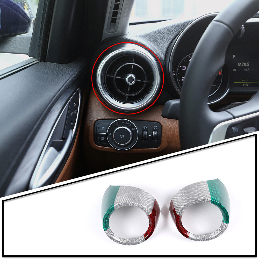 Carbon Fiber Side Air Vent Outlet Cover Trim For Alfa Romeo Giulia17-20 9
