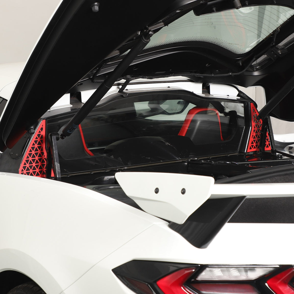 Red Alloy Front Bulkhead Engine Bay Decor Trim For Corvette C8 2020+ 13