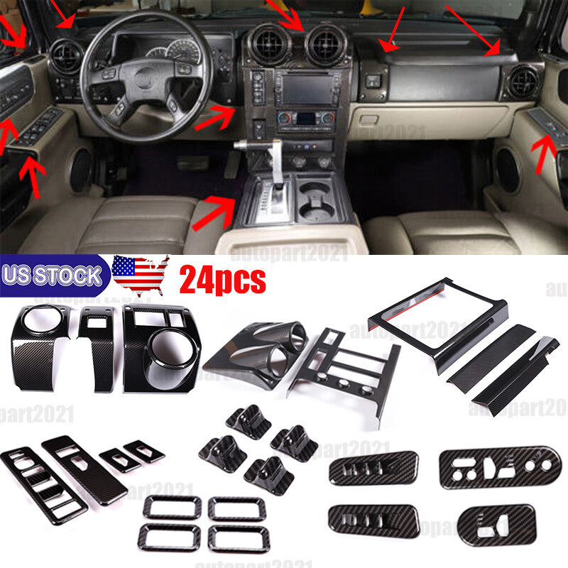 ABS Carbon Fiber Interior Full Set Panel Cover Trim for Hummer H2 2003-2007 - Styles 11-11 2