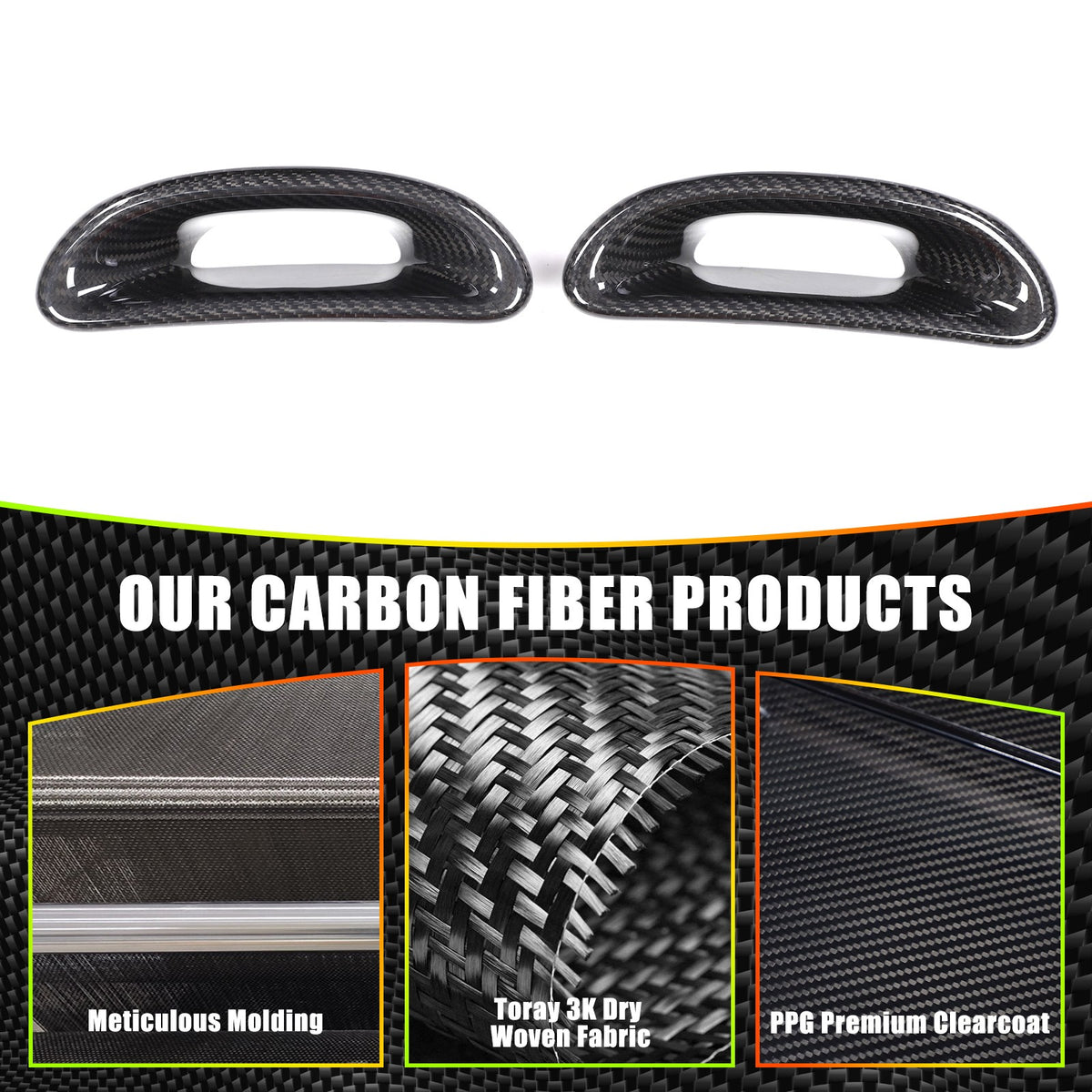 Real Carbon Fiber Front Seat Back Cover For Fiat 500 Abarth 595 2016-2024 6