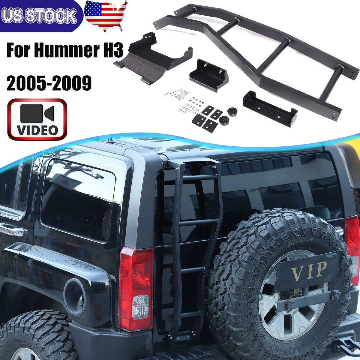 Back Car Rear Door Tailgate Rack Ladder Climbing Step For Hummer H3 2005-09 US 1