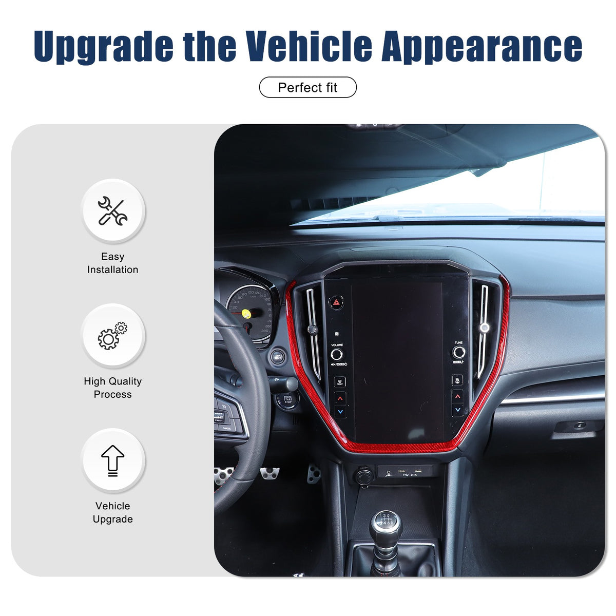 Red Real Carbon Fiber Navigation Screen Frame Trim For Subaru WRX VB MT 2022+ 7