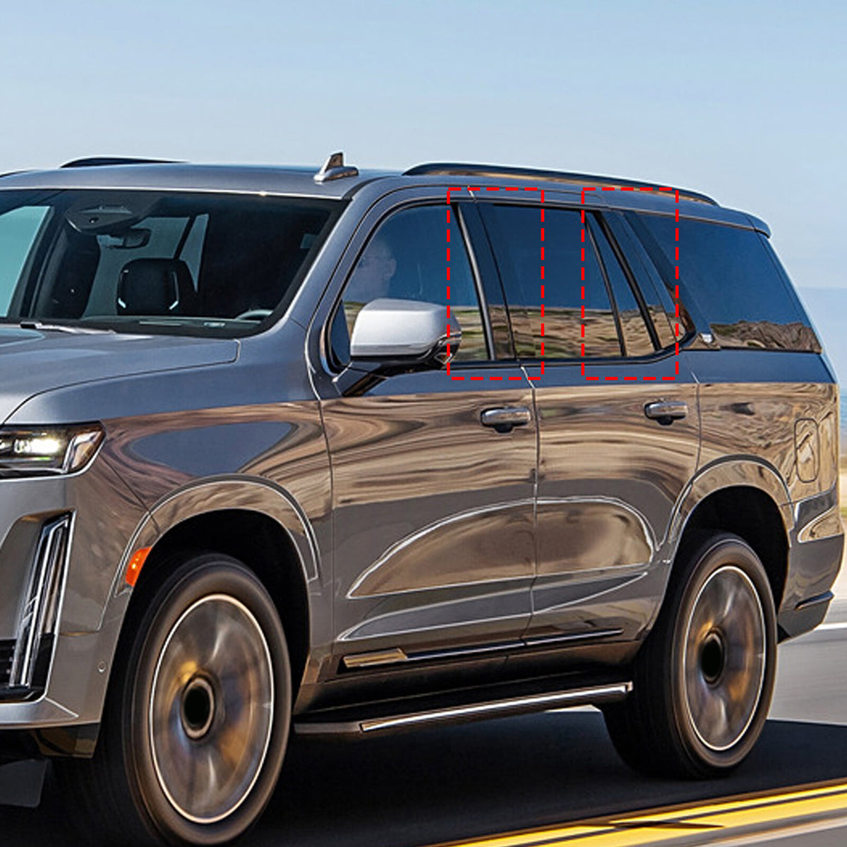 Black Alloy Center Door Pillar Post Mirror Trim Set For Cadillac Escalade 2021+ 12