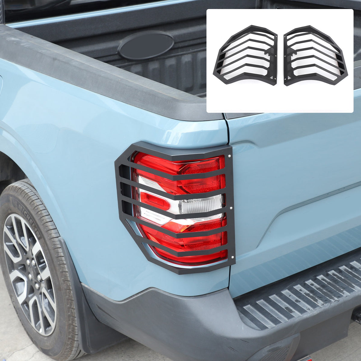 Mesh Carbon Steel Black Taillight Protection Cover Trim For Ford Maverick 2022+ 4