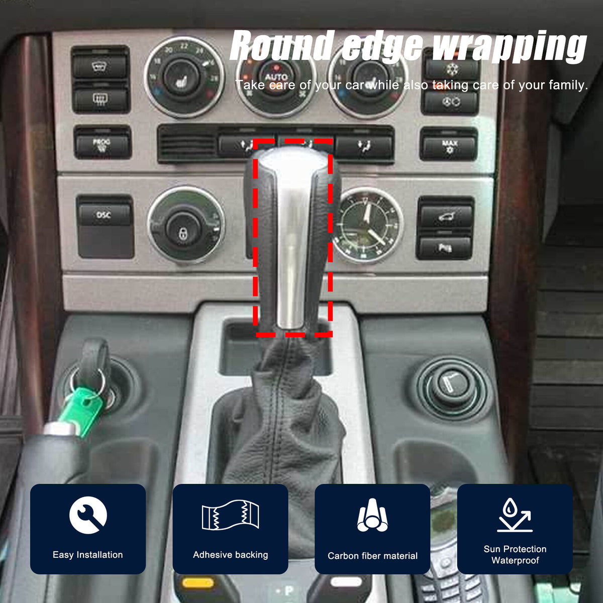 Real Carbon Fiber Center Gear Head Trim For LR Range Rover Sport/Vogue 05-13 11
