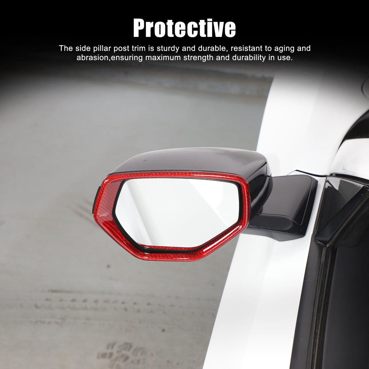 Red Real Carbon Fiber Side View Mirror Frame Cover Trim For Corvette C8 20-26 8