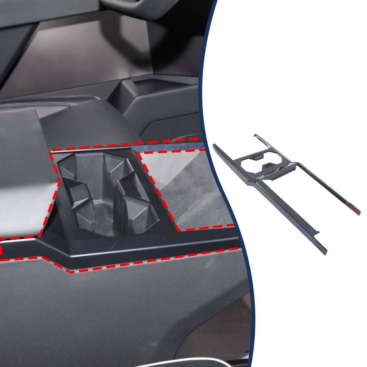 Real Dry Carbon Fiber Center Console Interior Trim For Tesla Cybertruck 2024+ 24
