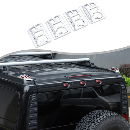 ABS Silver Front & Rear Roof Light Guard Cover Trim Set For Hummer H2 2003-09 US 16