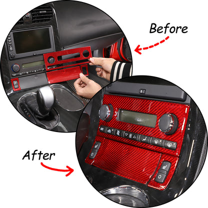 Red Real Carbon Fiber Center Console Air Conditioner Trim For Corvette C6 05-13 4