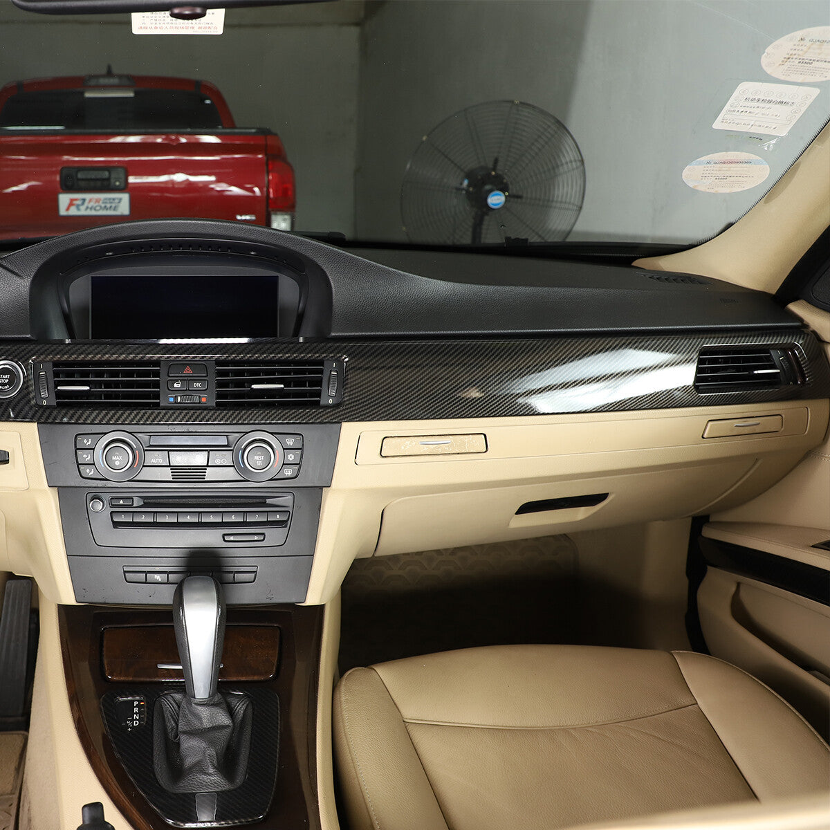 ABS Carbon Fiber Center Console Armrest Panel Trim Set For BMW 3 E90 2005-12 2