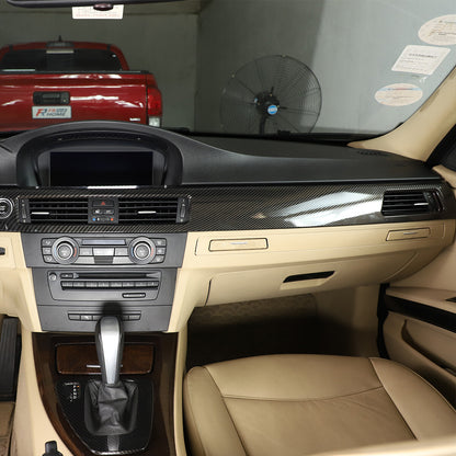 ABS Carbon Fiber Center Console Armrest Panel Trim Set For BMW 3 E90 2005-12 2