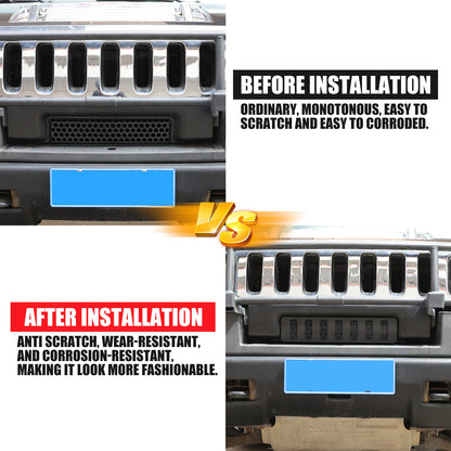 Black Alloy Black Front bumper Lower Grille Trim Cover For Hummer H2 2003-2009 11