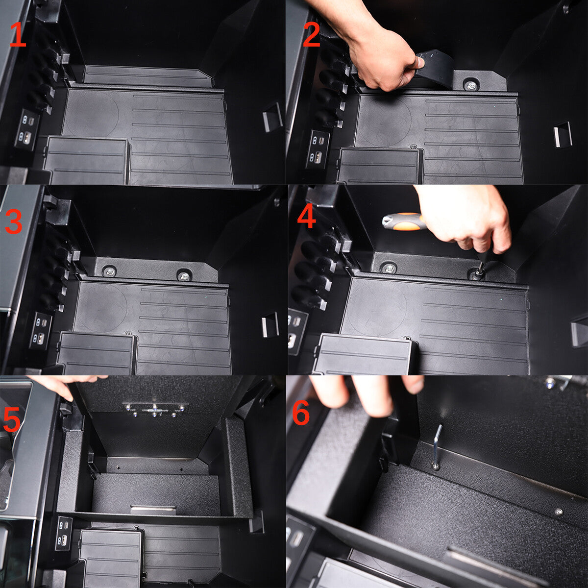 Center Console Safe Storage Box with Keys & Tray for Toyota Tundra 2022+ US 3
