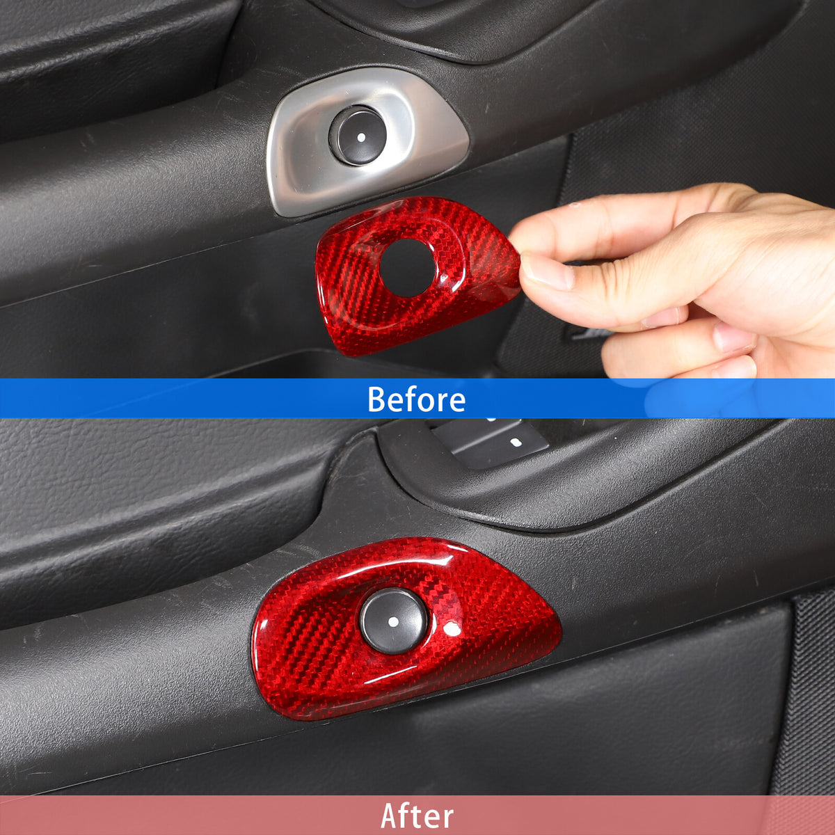 Red Carbon Fiber Interior Door Switch Button Trim Cover For Corvette C6 2005-13 5