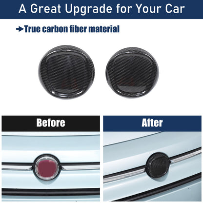 Real Carbon Fiber Front & Rear Emblem Cover Trim For Fiat 500 312 2016+ 21