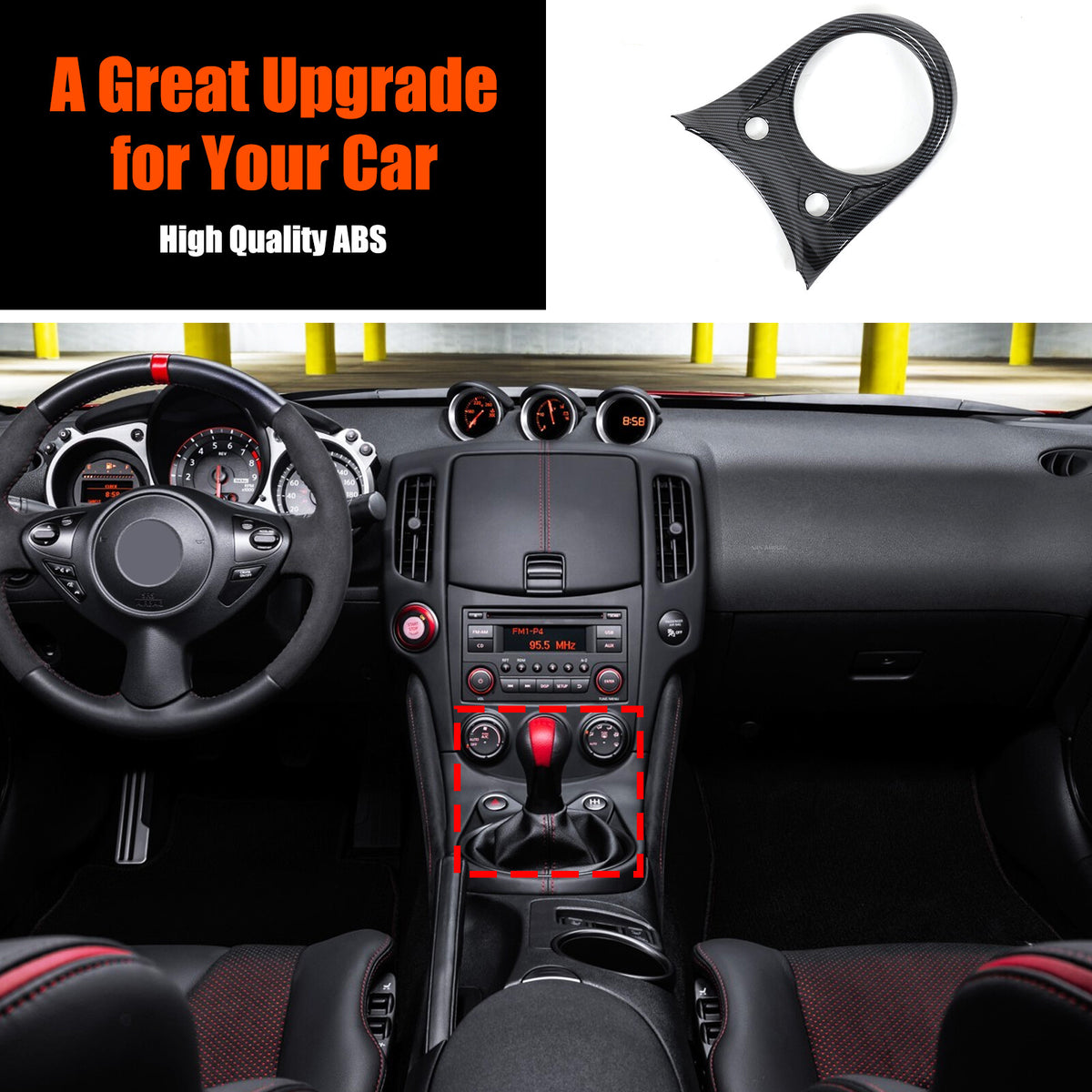 ABS Carbon Center Gear Shift Panel trim Cover For Nissan 370Z Z34 MT 09-20 US 16