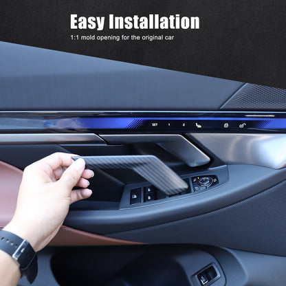 Matte Real Carbon Fiber Inner Door Handle Cover Trim For BMW 5 Series G60 2024+ 9