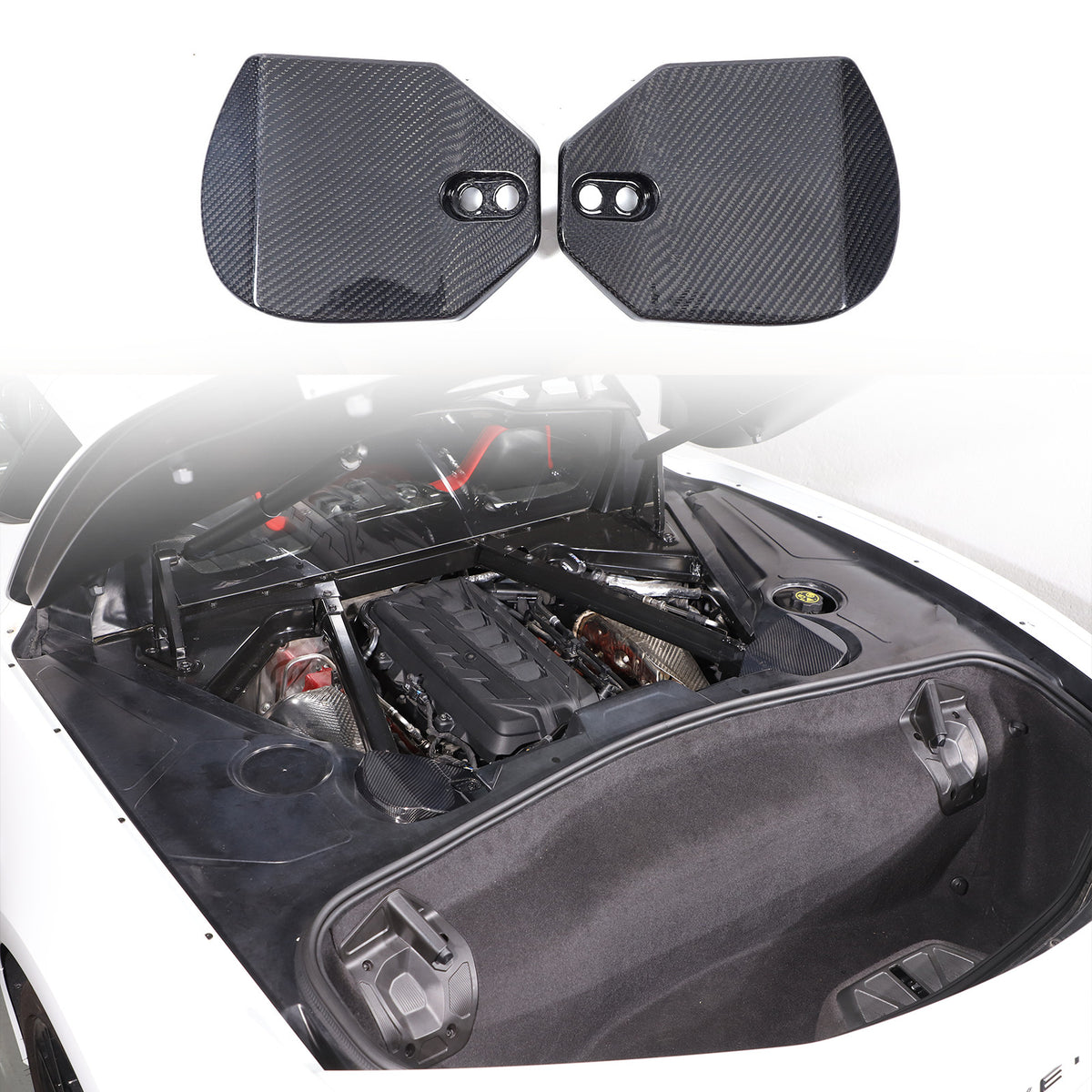 Real Carbon Fiber Rear Strut Shock Tower Cover Mag Ride For Corvette C8 2020-26 15