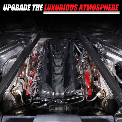 ABS Carbon Fiber Engine Bay Panel Cover in Edge Black For Corvette Coupe C8 20+ 12