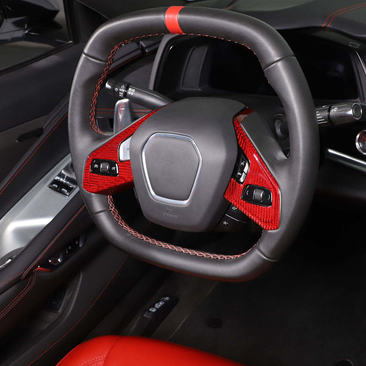 Red Real Carbon Fiber Full Interior Set Decor Trim Kit for Corvette C8 20-25 - Styles 56-60 41
