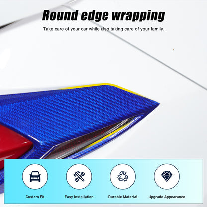Blue Real Carbon Fiber Rear Tail Light Side Trim For Corvette C8 2020+ 13