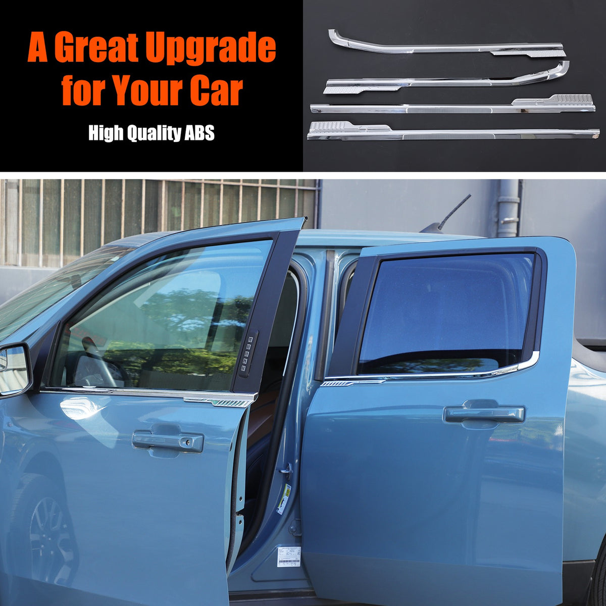 Silver ABS Lower Window Molding Trim For Ford Maverick 2022+ US 9
