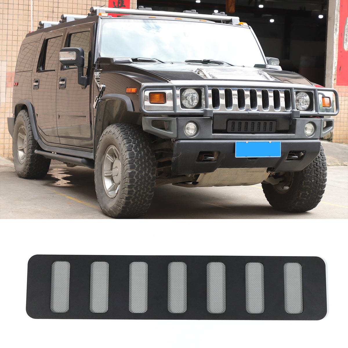 Black Alloy Black Front bumper Lower Grille Trim Cover For Hummer H2 2003-2009 5
