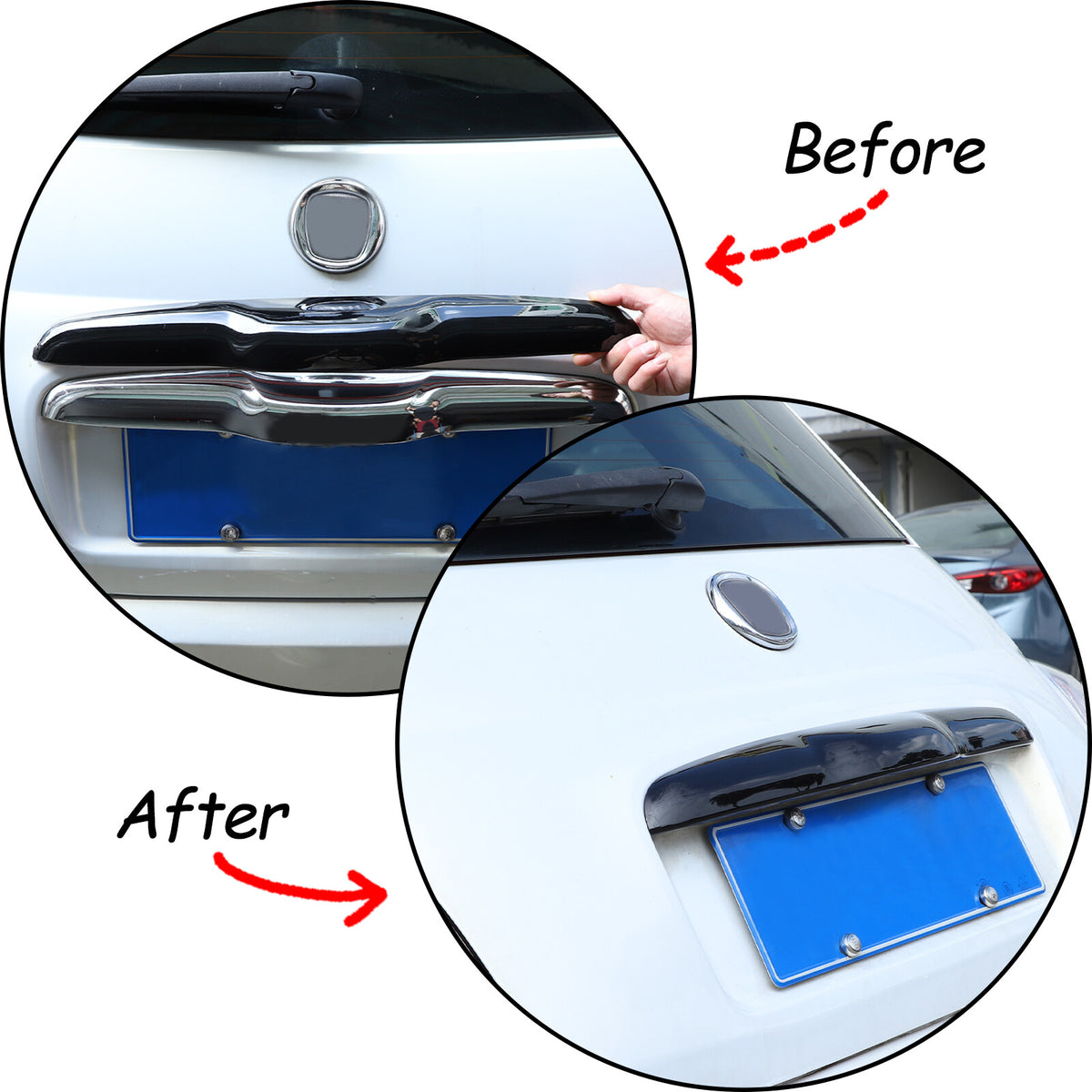 Glossy Black ABS Tailgate Trunk Handle Cover Trim For FIAT 500 2011-23 4