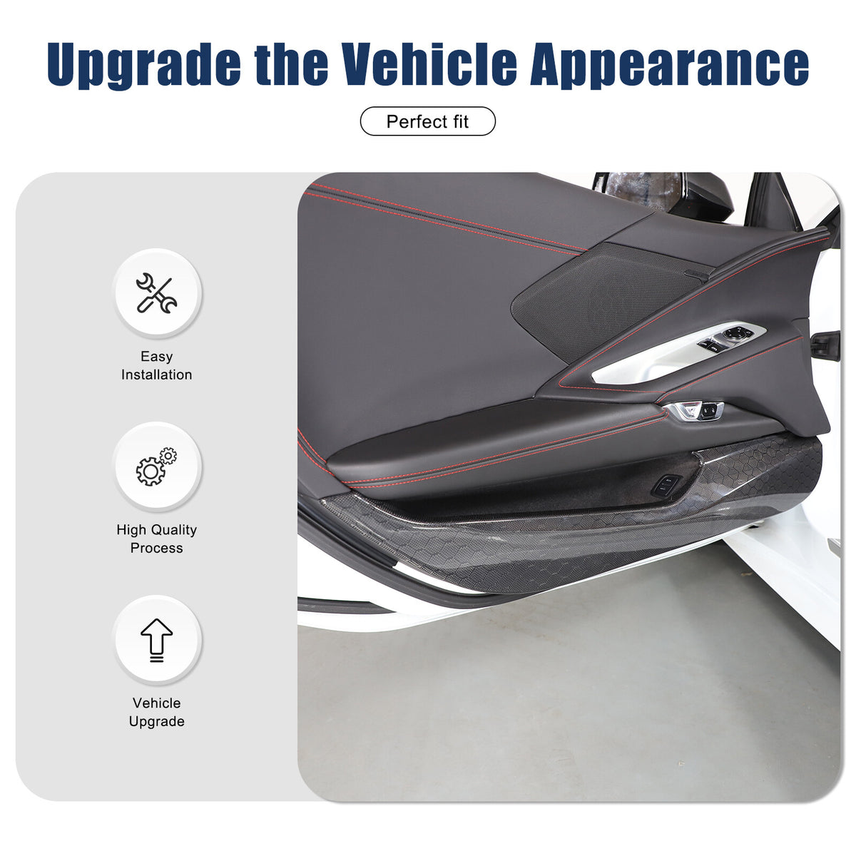 Real Honeycomb Carbon Fiber Door Panel Cover Trim For Corvette C8 20+ US 15