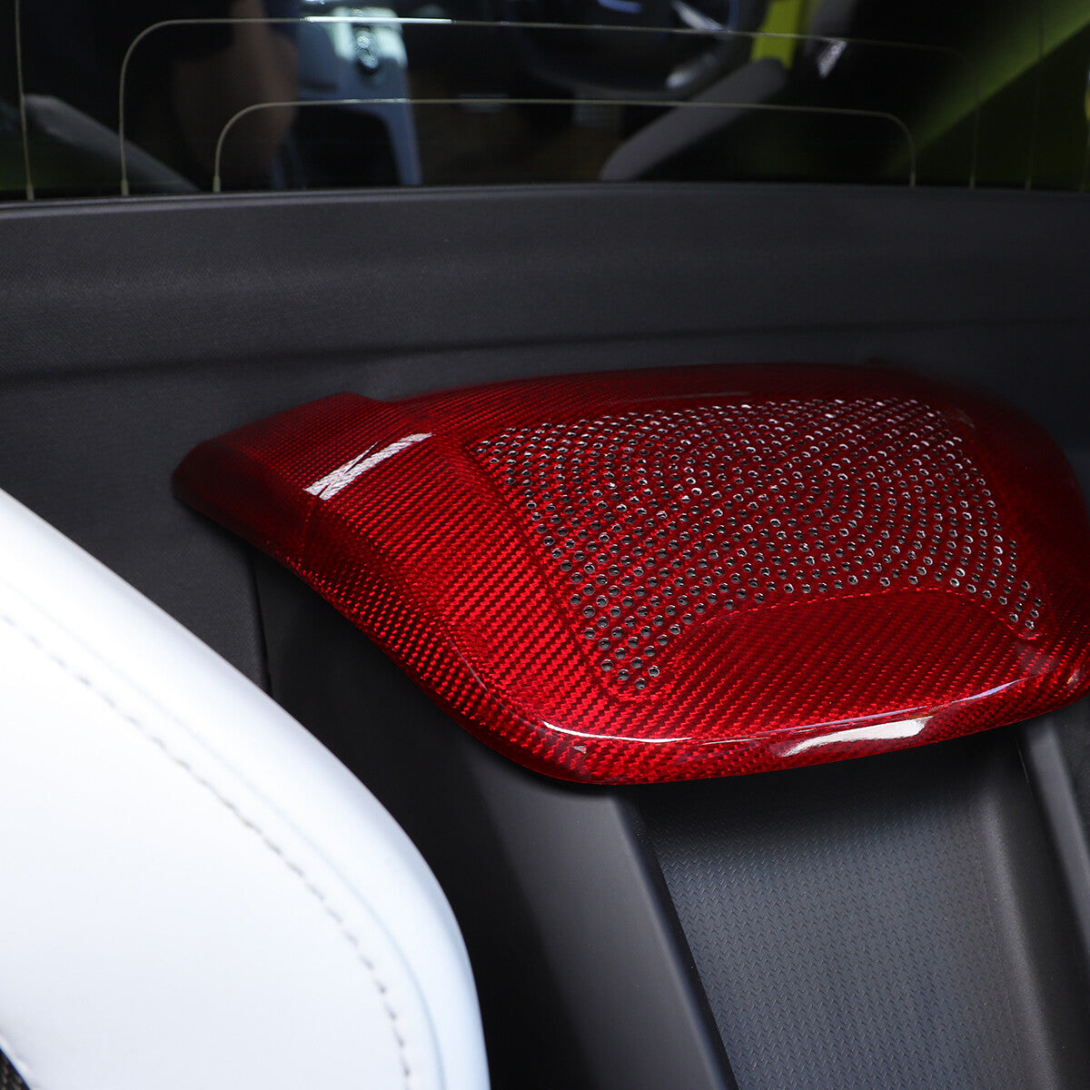 Red Real Carbon Rear Speaker Cover For Corvette C8 C8 Convertible 2LT 3LT 20-26 9