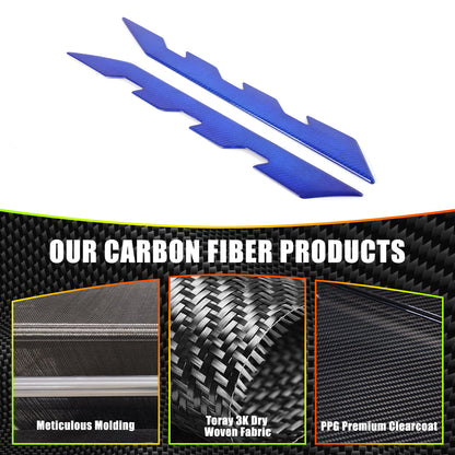 Blue Real Carbon Fiber Hood Engine Side Cover Trim for Corvette C8 2020+ 12