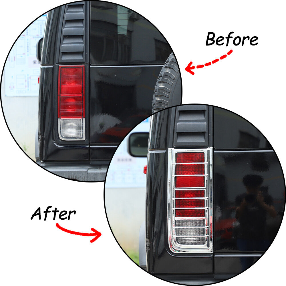 Silver Rear headlight Cover +Tail light vent cover Trim For Hummer H2 2003-2009 3