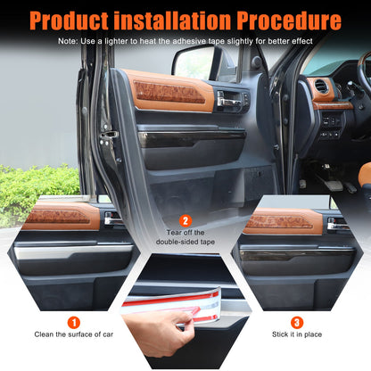 Black Wood Grain ABS Door Armrest Lower Trim For Toyota Tundra 2014‑2020 24