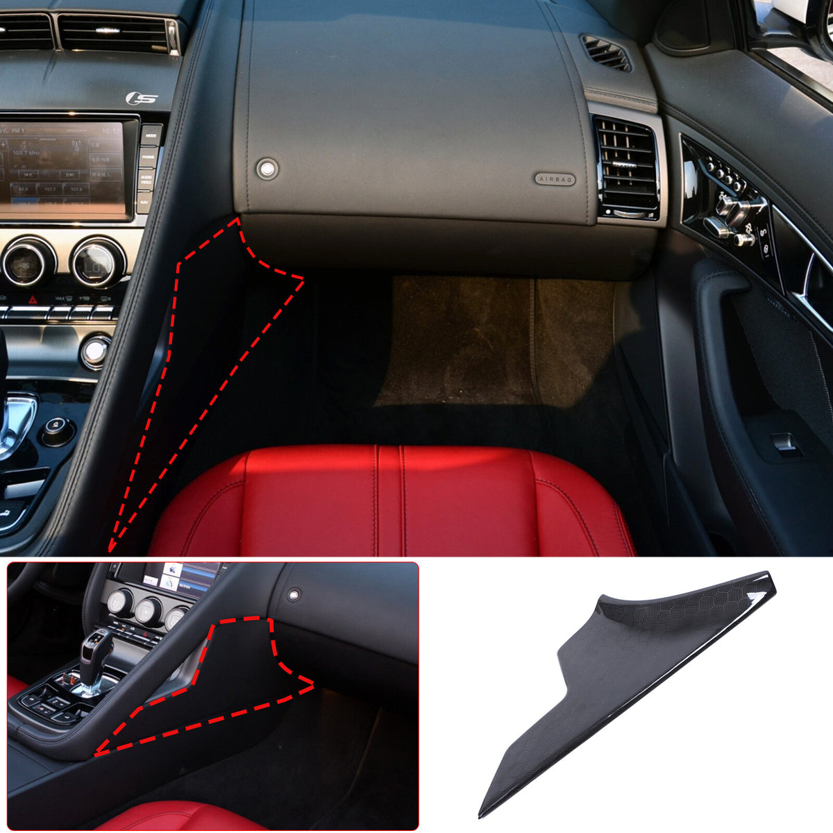Honeycomb Gear Shift Side Panel Cover Interior Trim For Jaguar F-Type X152 13-24 15